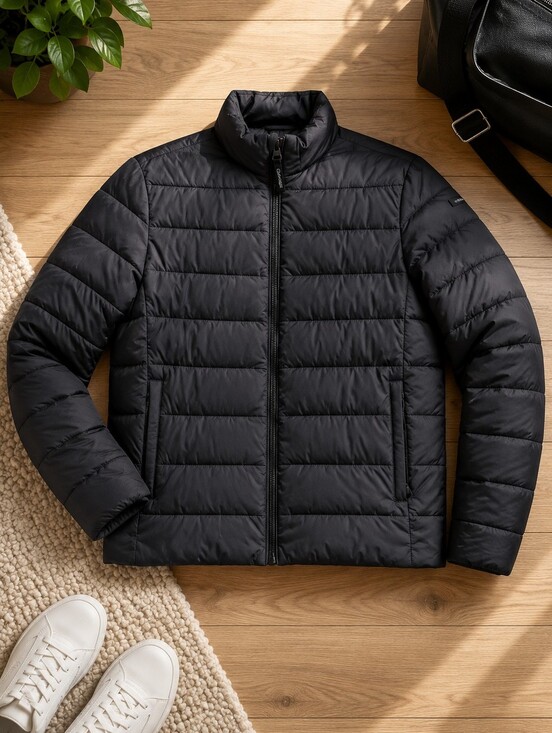 Calvin Klein Other - Calvin Klein Lightweight Quilted Puffer Jacket Black Full Zip Coat Large